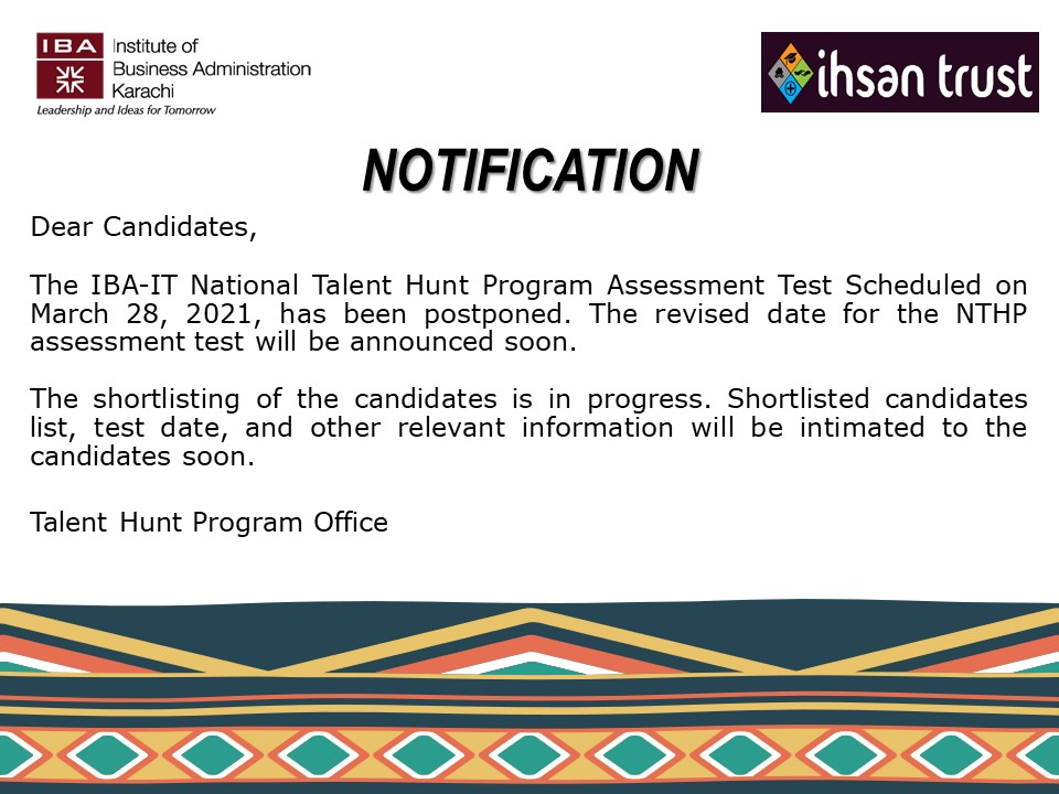 Announcement about NTHP Test 2021