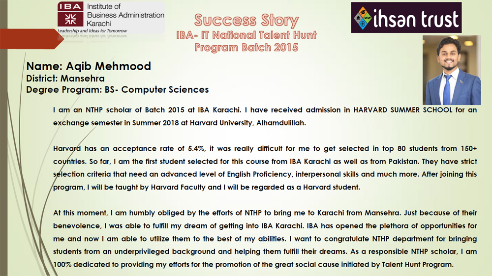Achievement Unlocked! - Talent Hunt Program Student: Aqib Mehmood