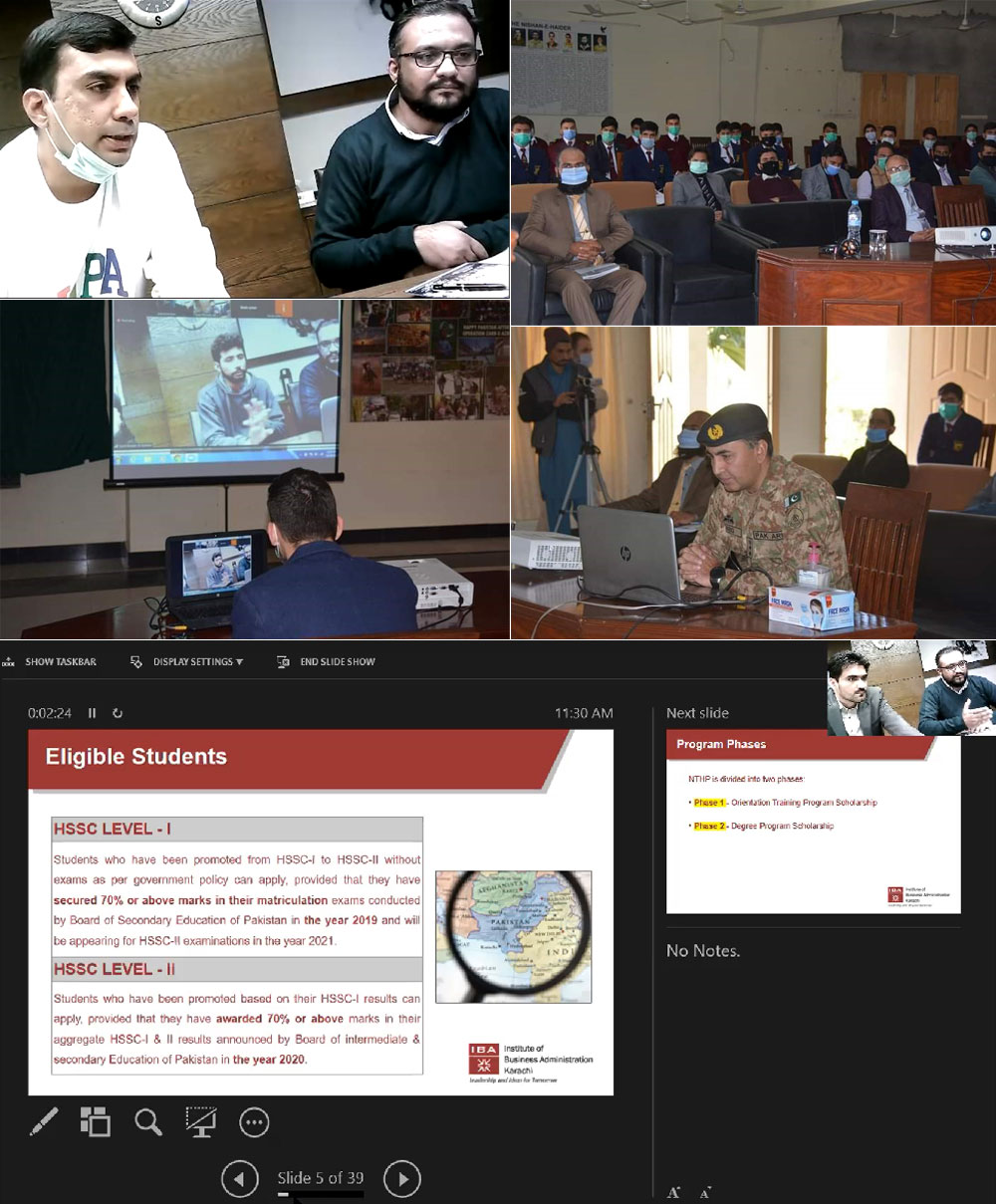 Webinar for Cadet College Spinkai by NTHP Team, IBA Karachi
